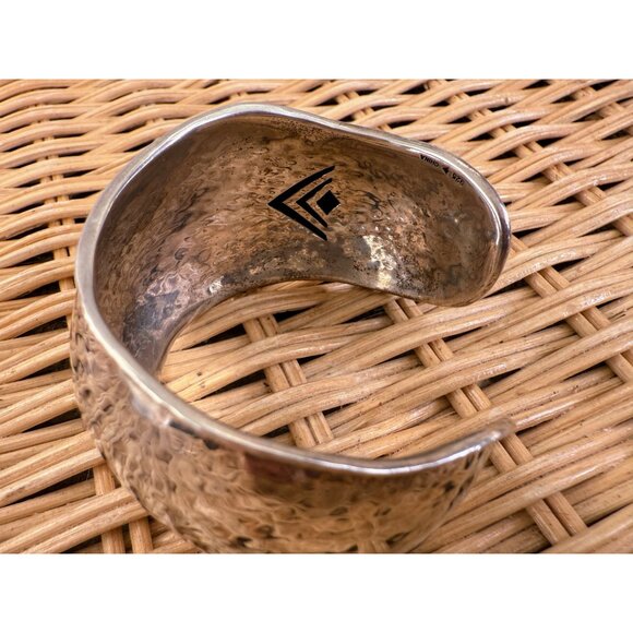 Vintage 90's Silpada Wavy Hammered 925 Silver Cuff Bracelet Bangle 50 grams - Picture 4 of 8